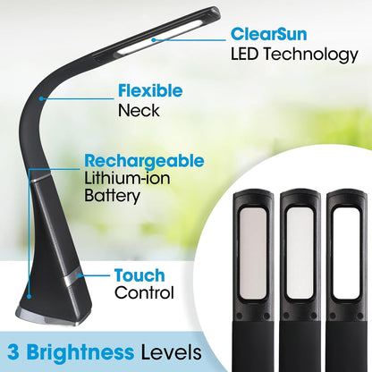 Recharge LED Travel Lamp, Rechargeable, Black