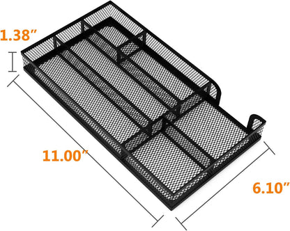Desk Drawer Organizer, Office Desk Organizer Tray with 5 Dividers, Pen Pencil Drawer Organizer for Office Supplies, Desktop, Bathroom, Kitchen, Makeup, Vanity