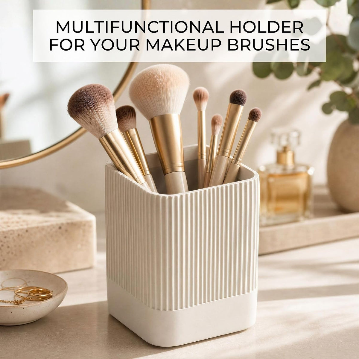 Aesthetic Pen Holder for Desk - Modern Concrete Pencil Holder & Cup