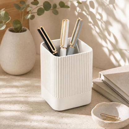 Aesthetic Pen Holder for Desk - Modern Concrete Pencil Holder & Cup