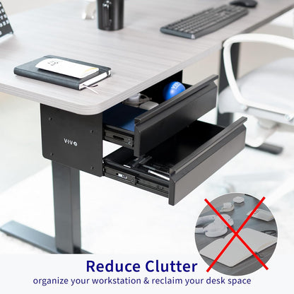 Black 16 in Slide Out Dual Tier Desk Drawer, DESK-DR02