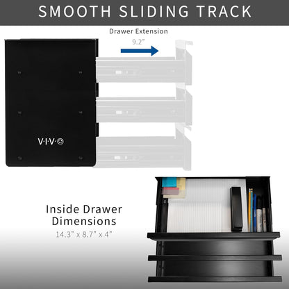 Black 16 in Slide Out Dual Tier Desk Drawer, DESK-DR02