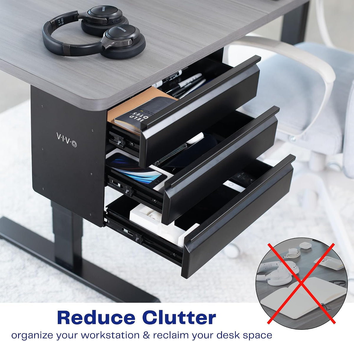 Black 16 in Slide Out Dual Tier Desk Drawer, DESK-DR02