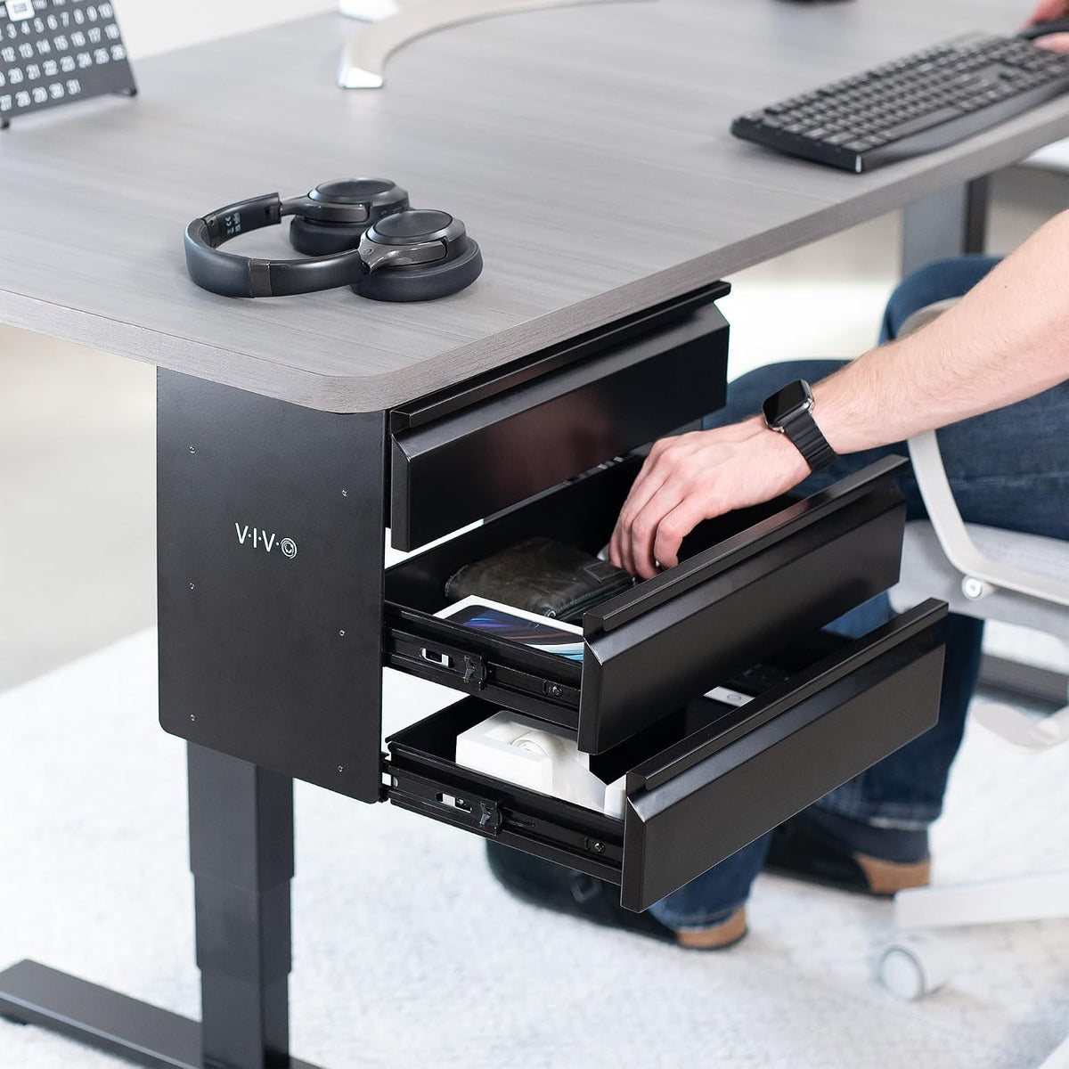 Black 16 in Slide Out Dual Tier Desk Drawer, DESK-DR02