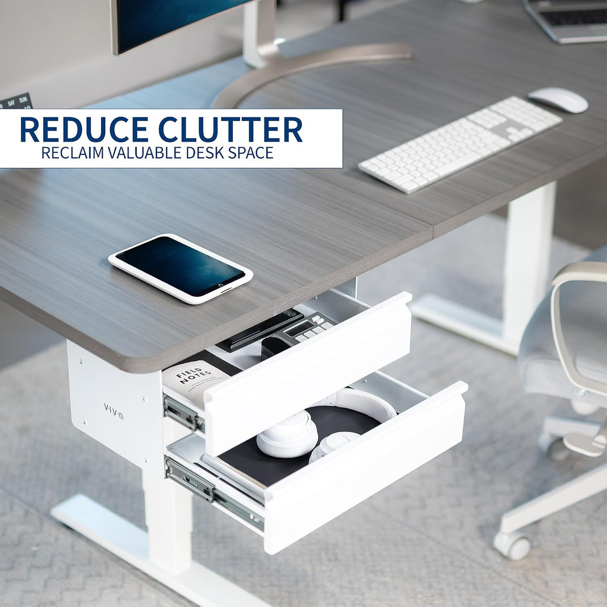 Black 16 in Slide Out Dual Tier Desk Drawer, DESK-DR02