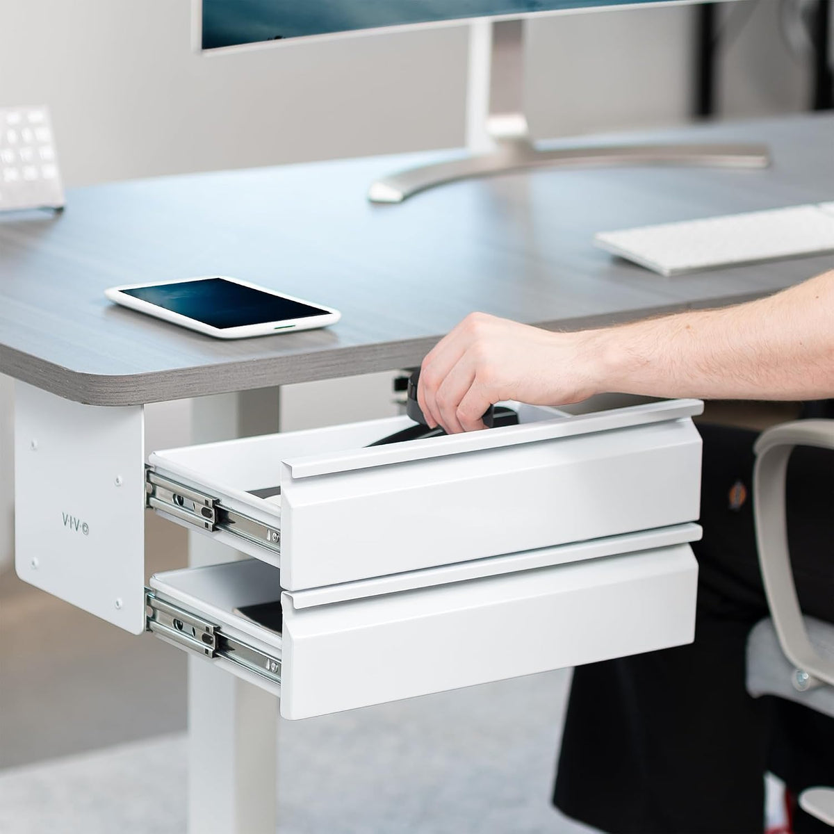 Black 16 in Slide Out Dual Tier Desk Drawer, DESK-DR02