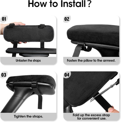 2 Pack Office Chair Armrest Pads Covers with Memory Foam(Black)