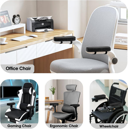 2 Pack Office Chair Armrest Pads Covers with Memory Foam(Black)