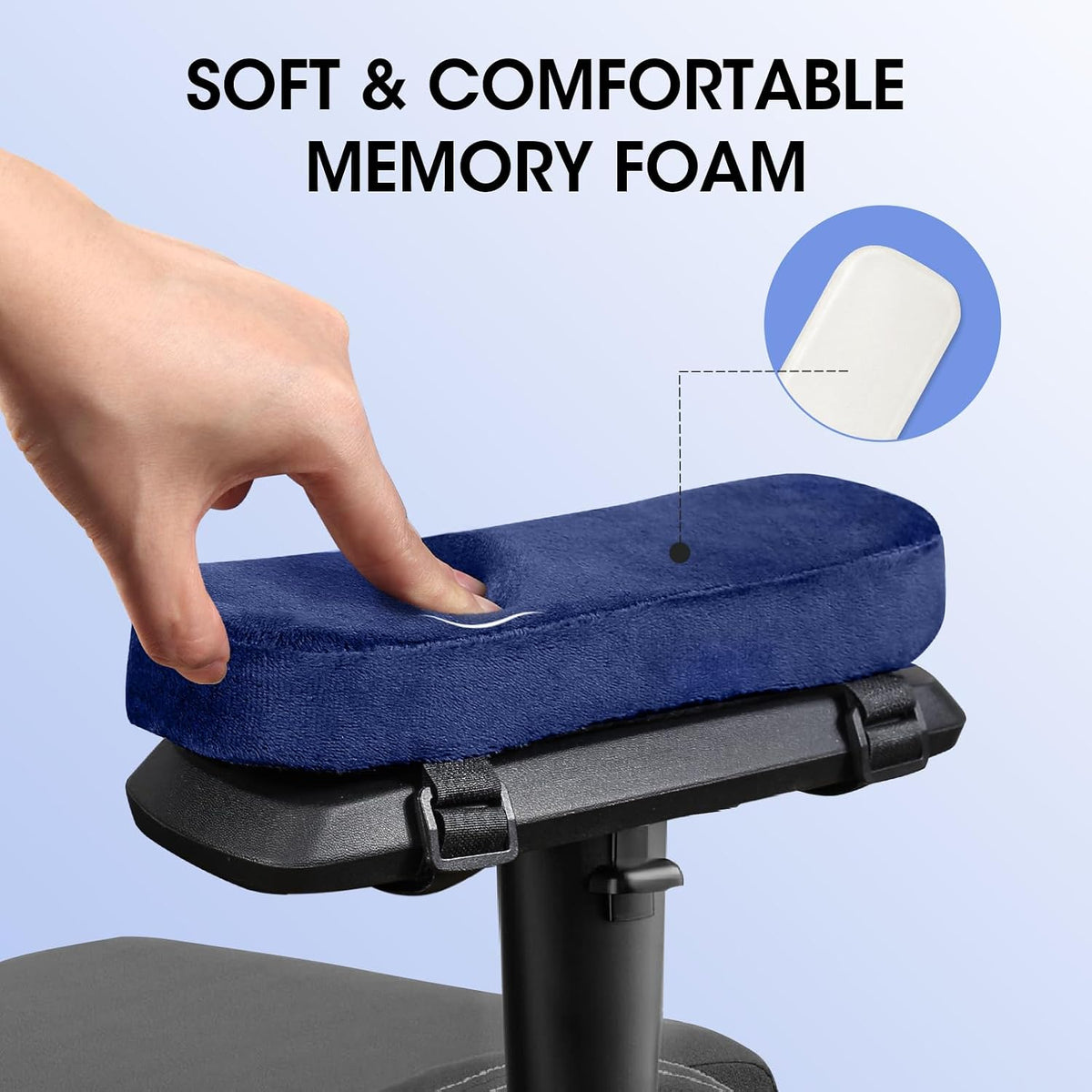 2 Pack Office Chair Armrest Pads Covers with Memory Foam(Black)