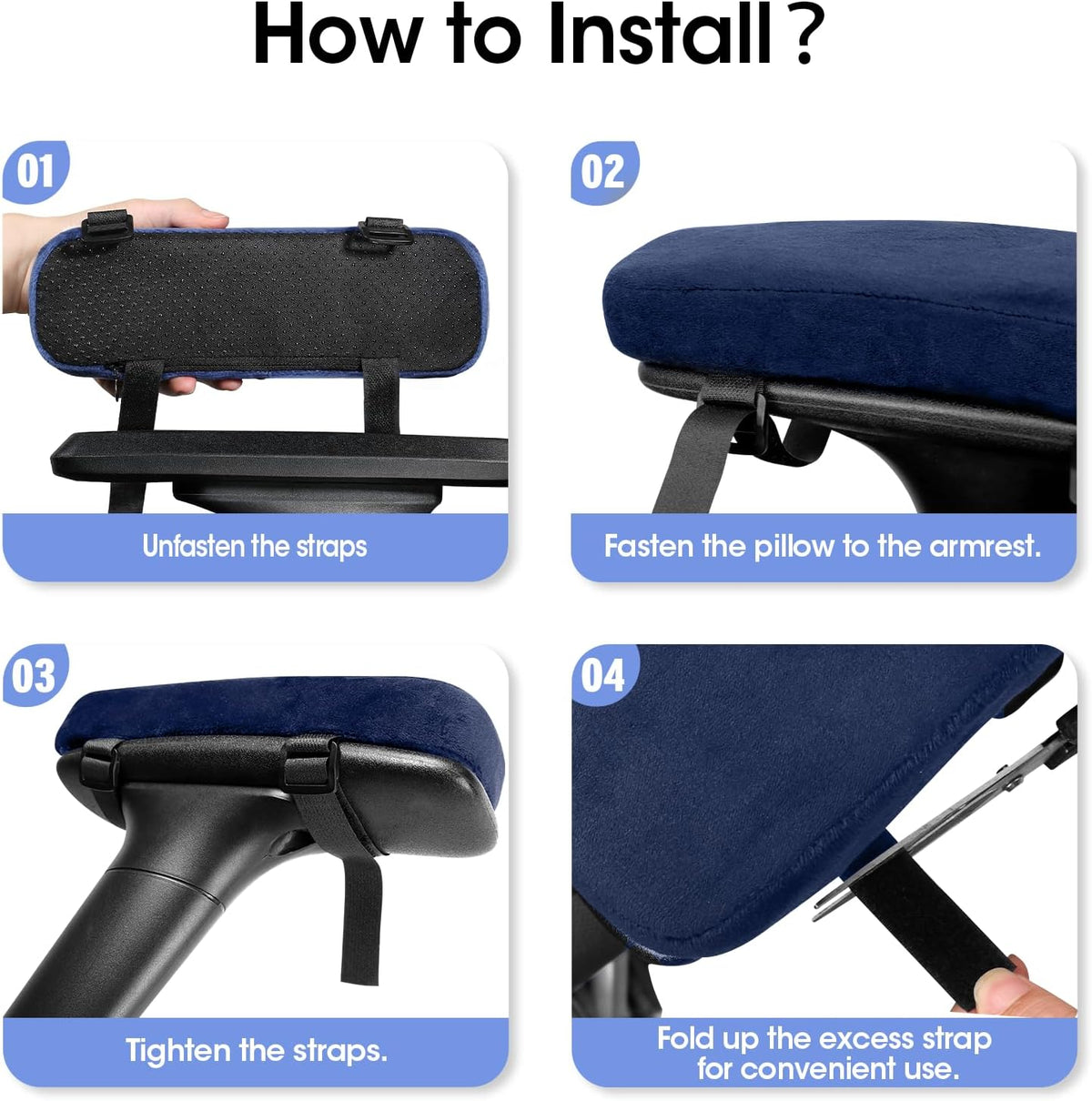 2 Pack Office Chair Armrest Pads Covers with Memory Foam(Black)
