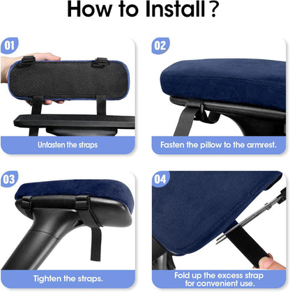 2 Pack Office Chair Armrest Pads Covers with Memory Foam(Black)