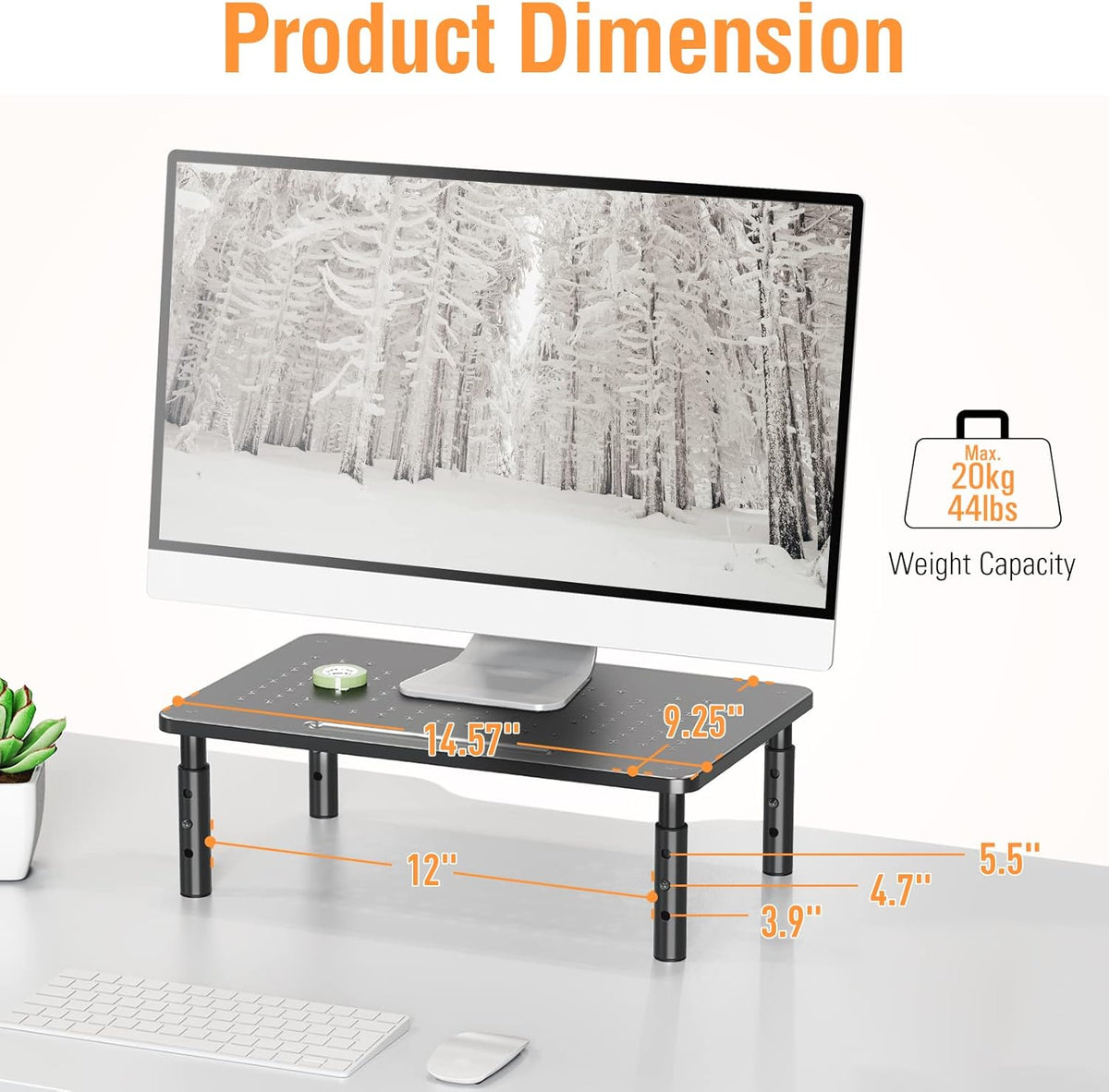 2 Pack Monitor Stand Riser - 3 Height Adjustable Monitor Stand