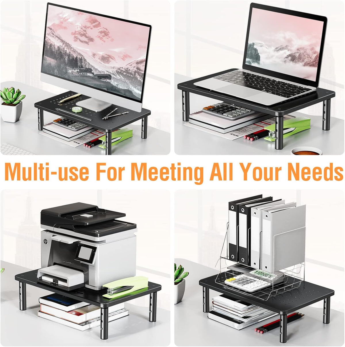 2 Pack Monitor Stand Riser - 3 Height Adjustable Monitor Stand