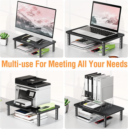 2 Pack Monitor Stand Riser - 3 Height Adjustable Monitor Stand