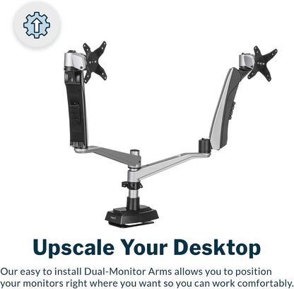 Dual Monitor Arm - VESA Monitor Mount w/ 360 Degree Adjustment - Monitors up to 27 inches, 19.8 lbs - Double Monitor Arms with Full Adjustability - Computer Monitor Stand for Home or Office