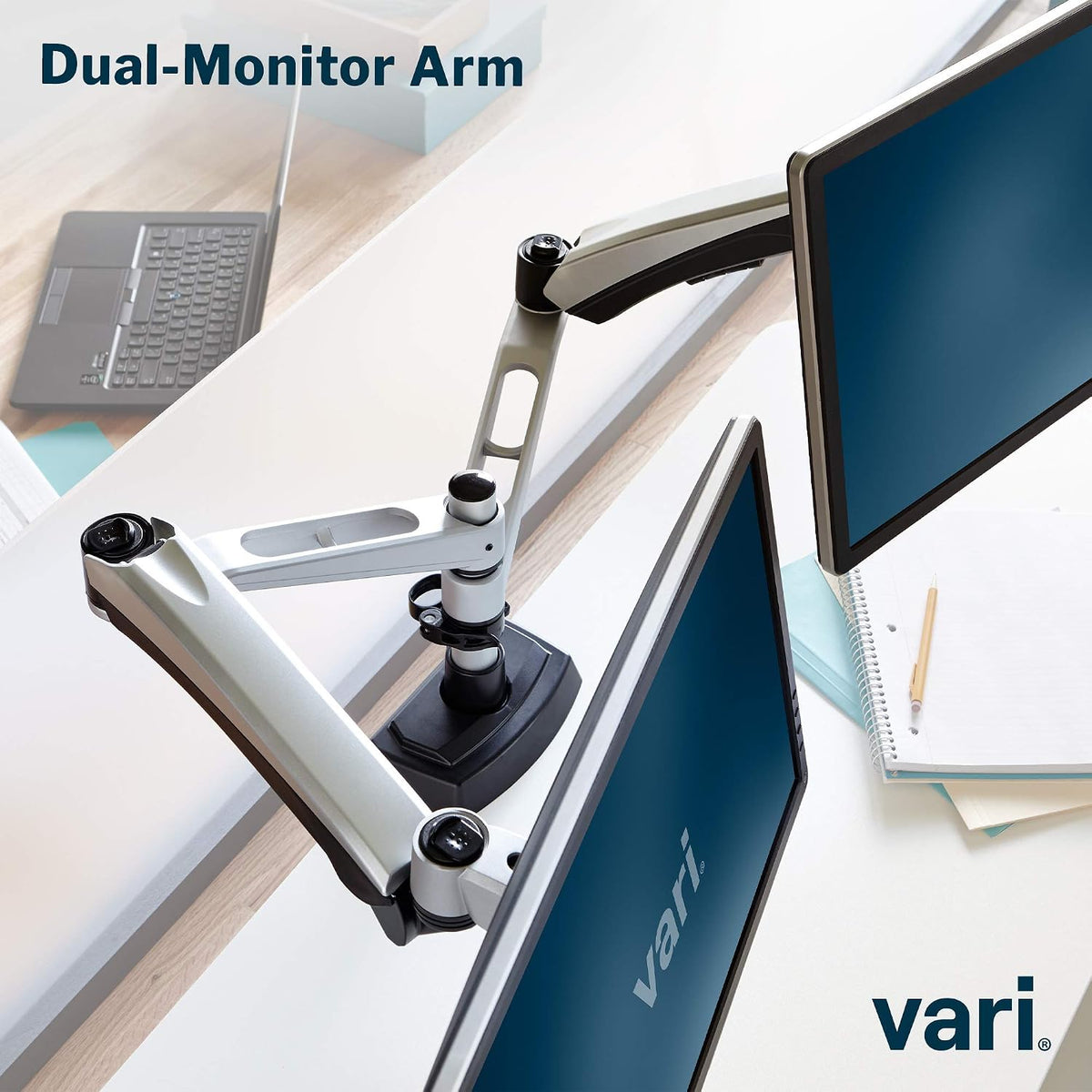 Dual Monitor Arm - VESA Monitor Mount w/ 360 Degree Adjustment - Monitors up to 27 inches, 19.8 lbs - Double Monitor Arms with Full Adjustability - Computer Monitor Stand for Home or Office