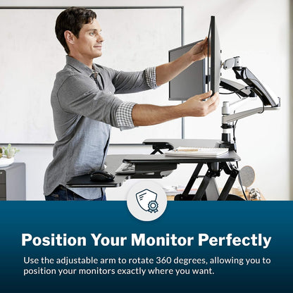Dual Monitor Arm - VESA Monitor Mount w/ 360 Degree Adjustment - Monitors up to 27 inches, 19.8 lbs - Double Monitor Arms with Full Adjustability - Computer Monitor Stand for Home or Office