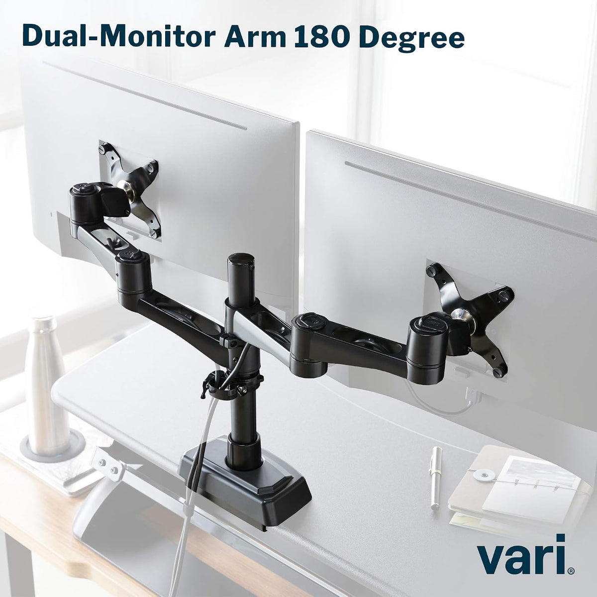 Dual Monitor Arm - VESA Monitor Mount w/ 360 Degree Adjustment - Monitors up to 27 inches, 19.8 lbs - Double Monitor Arms with Full Adjustability - Computer Monitor Stand for Home or Office