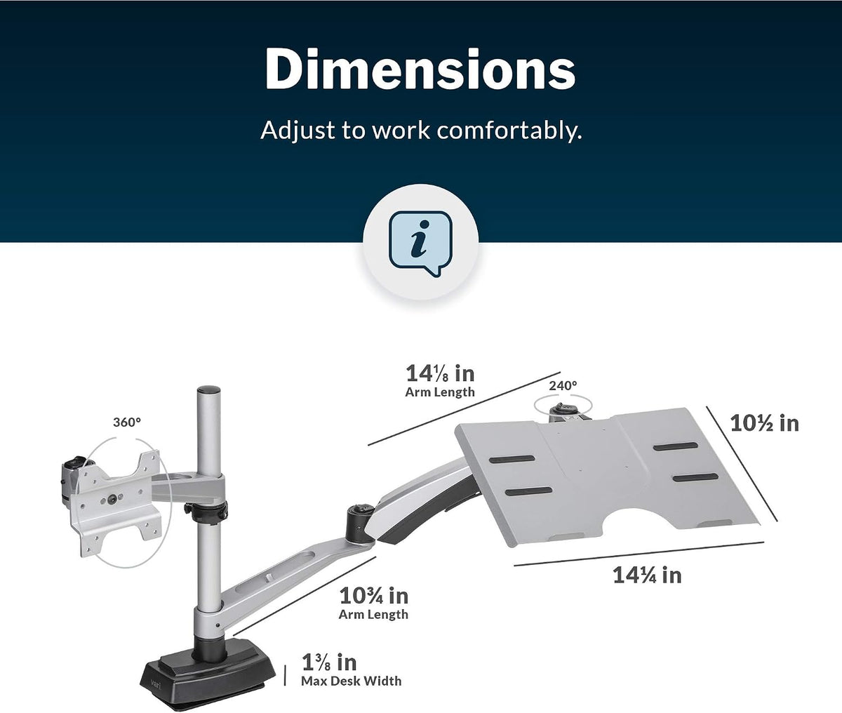 Dual Monitor Arm - VESA Monitor Mount w/ 360 Degree Adjustment - Monitors up to 27 inches, 19.8 lbs - Double Monitor Arms with Full Adjustability - Computer Monitor Stand for Home or Office