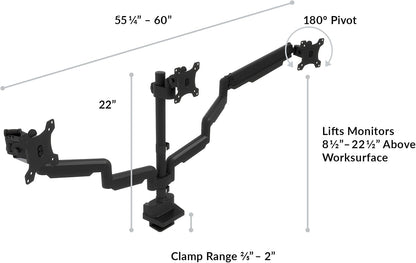 Dual Monitor Arm - VESA Monitor Mount w/ 360 Degree Adjustment - Monitors up to 27 inches, 19.8 lbs - Double Monitor Arms with Full Adjustability - Computer Monitor Stand for Home or Office