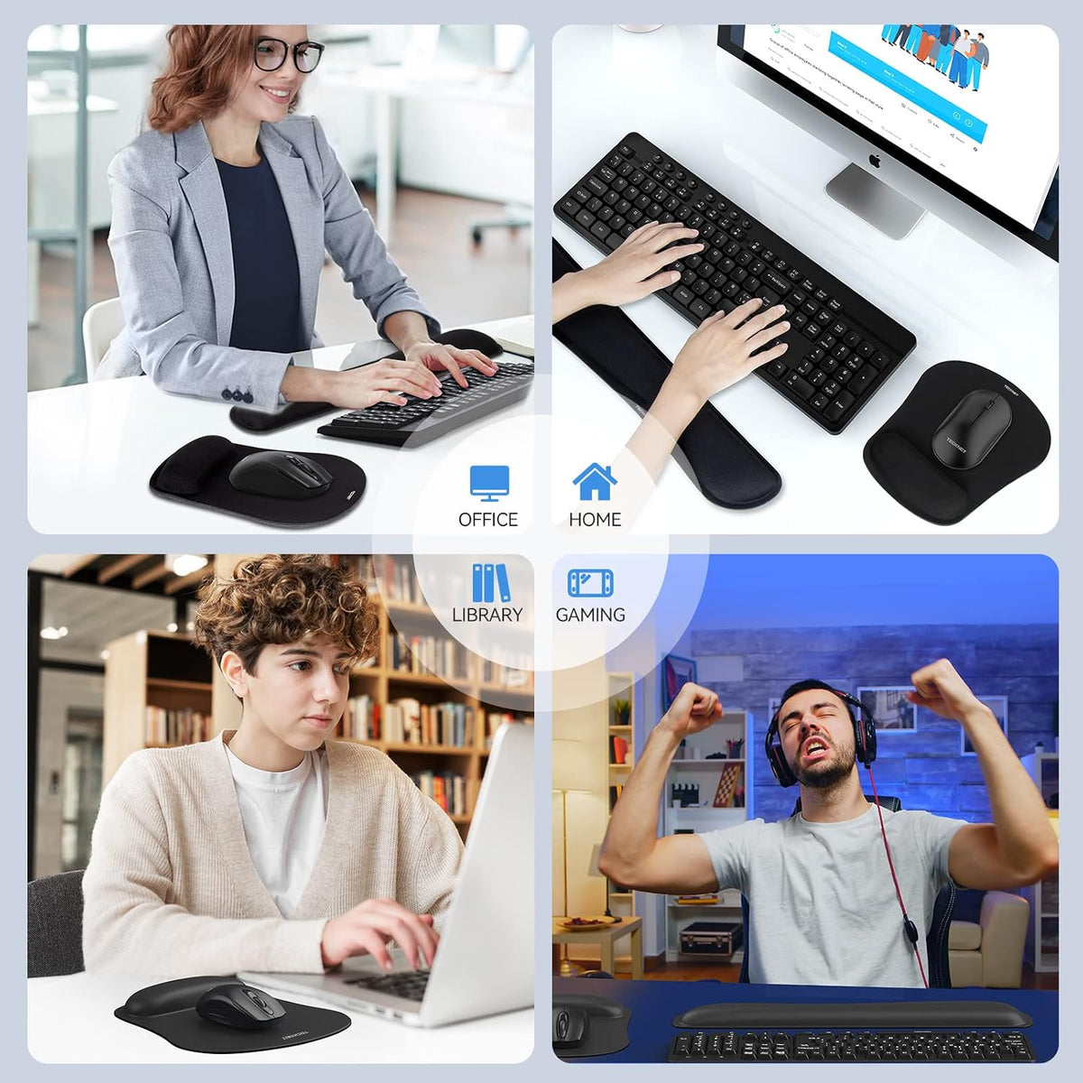 Keyboard Wrist Rest and Mouse Pad Set with Wrist Support