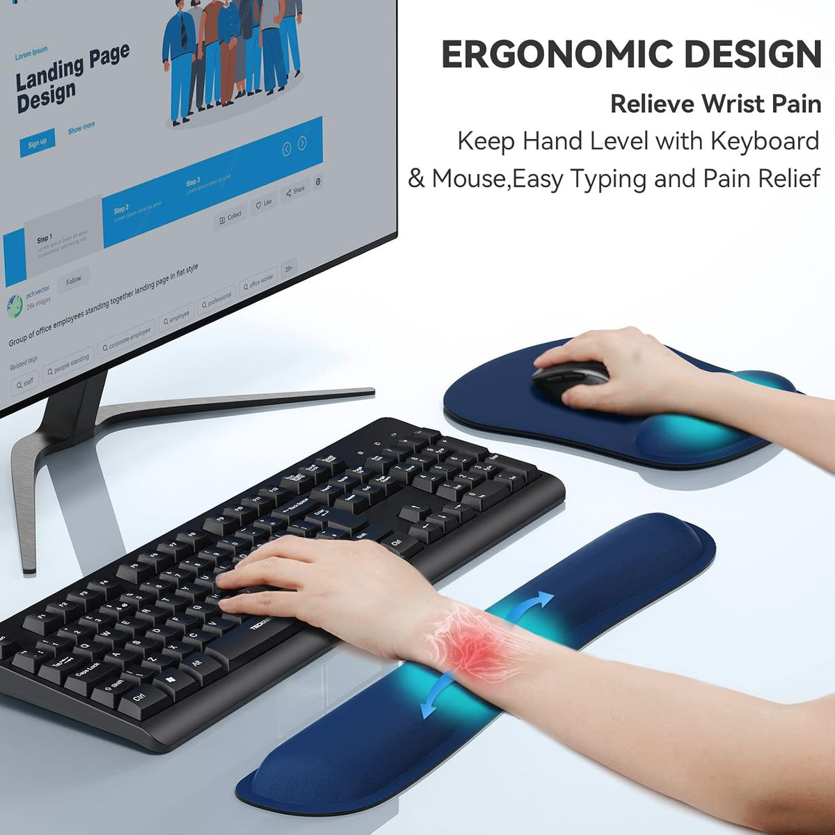 Keyboard Wrist Rest and Mouse Pad Set with Wrist Support