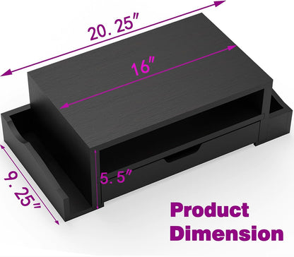 Wood Monitor Stand Riser, Desktop Oraganizer, Black