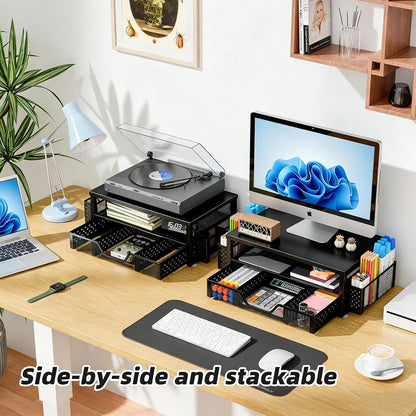 Wood Monitor Stand Riser, Desktop Oraganizer, Black