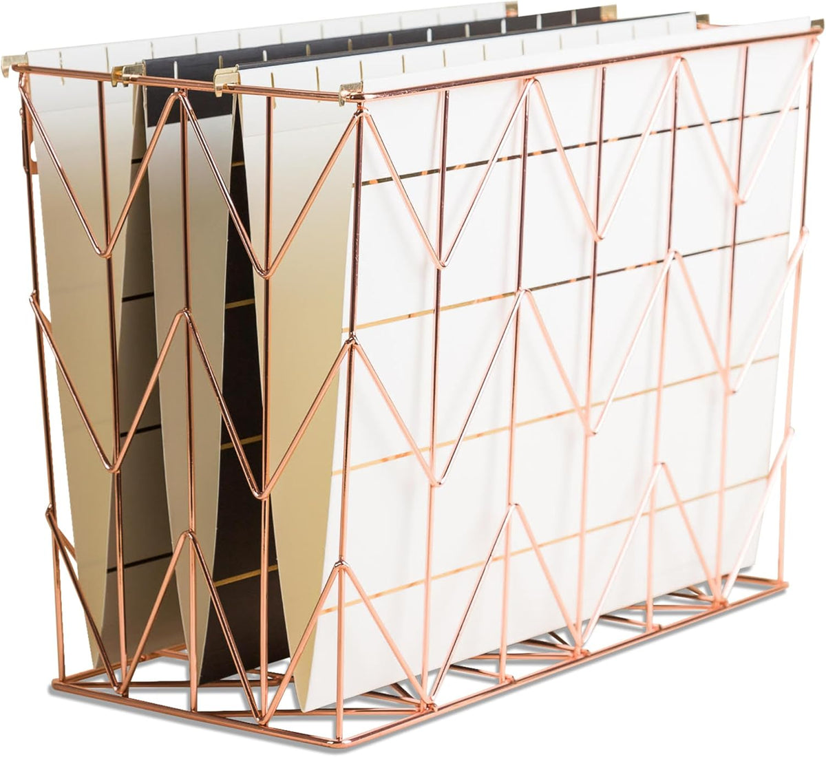 Hanging File Desk Organizer, Rose Gold Wire Metal - 854U02-06