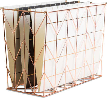 Hanging File Desk Organizer, Rose Gold Wire Metal - 854U02-06