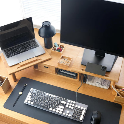 Dual Monitor Stand Riser with Drawer for Desk Laptop