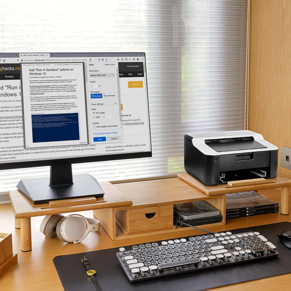 Dual Monitor Stand Riser with Drawer for Desk Laptop