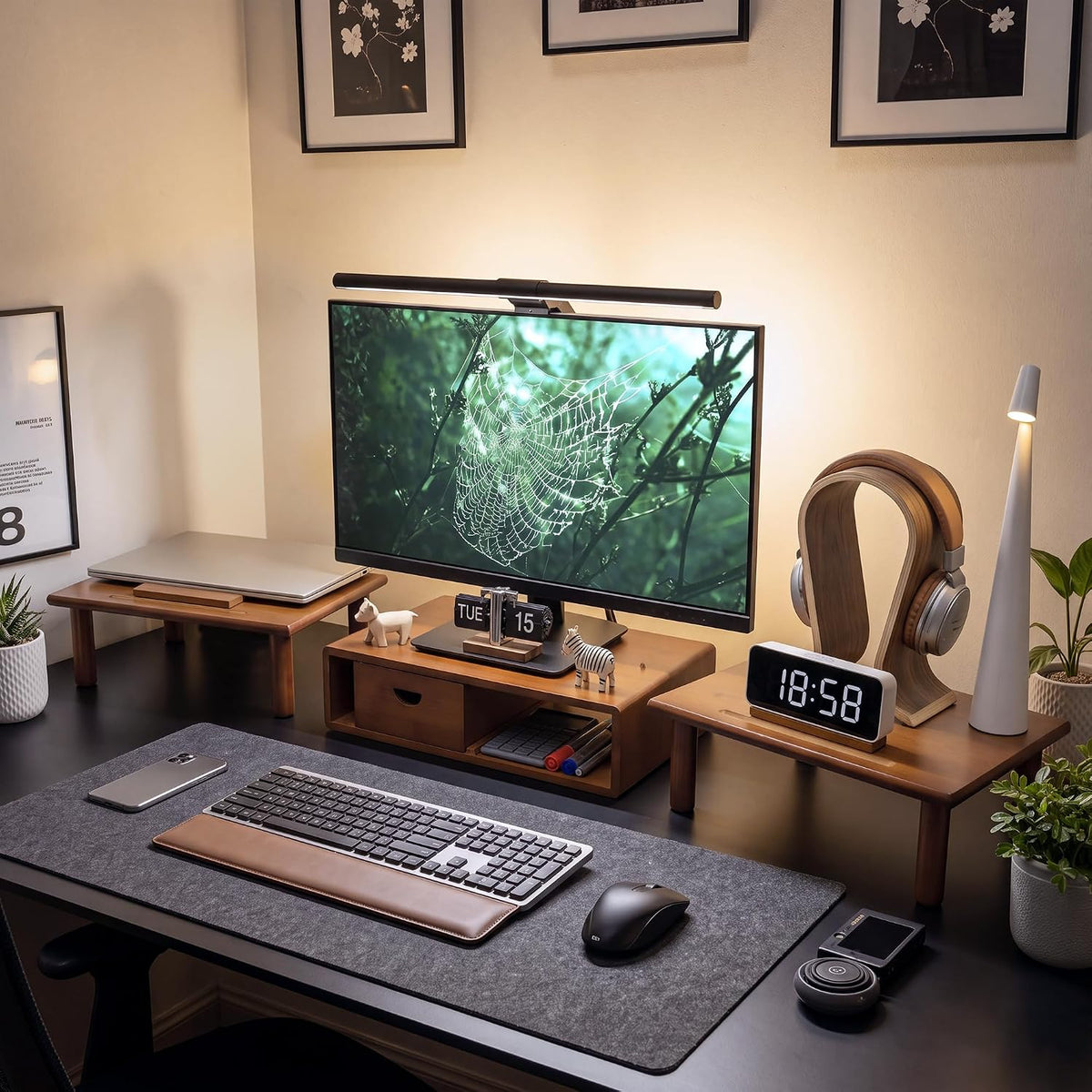 Dual Monitor Stand Riser with Drawer for Desk Laptop