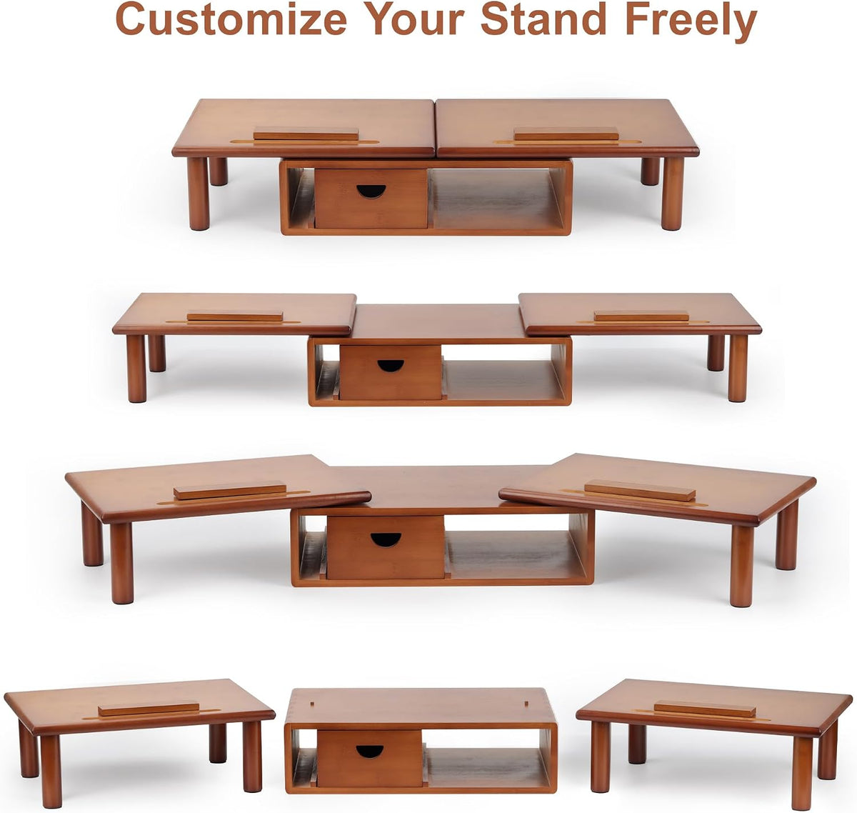 Dual Monitor Stand Riser with Drawer for Desk Laptop