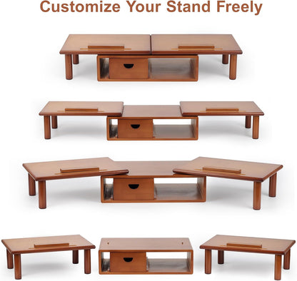 Dual Monitor Stand Riser with Drawer for Desk Laptop