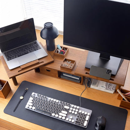 Dual Monitor Stand Riser with Drawer for Desk Laptop