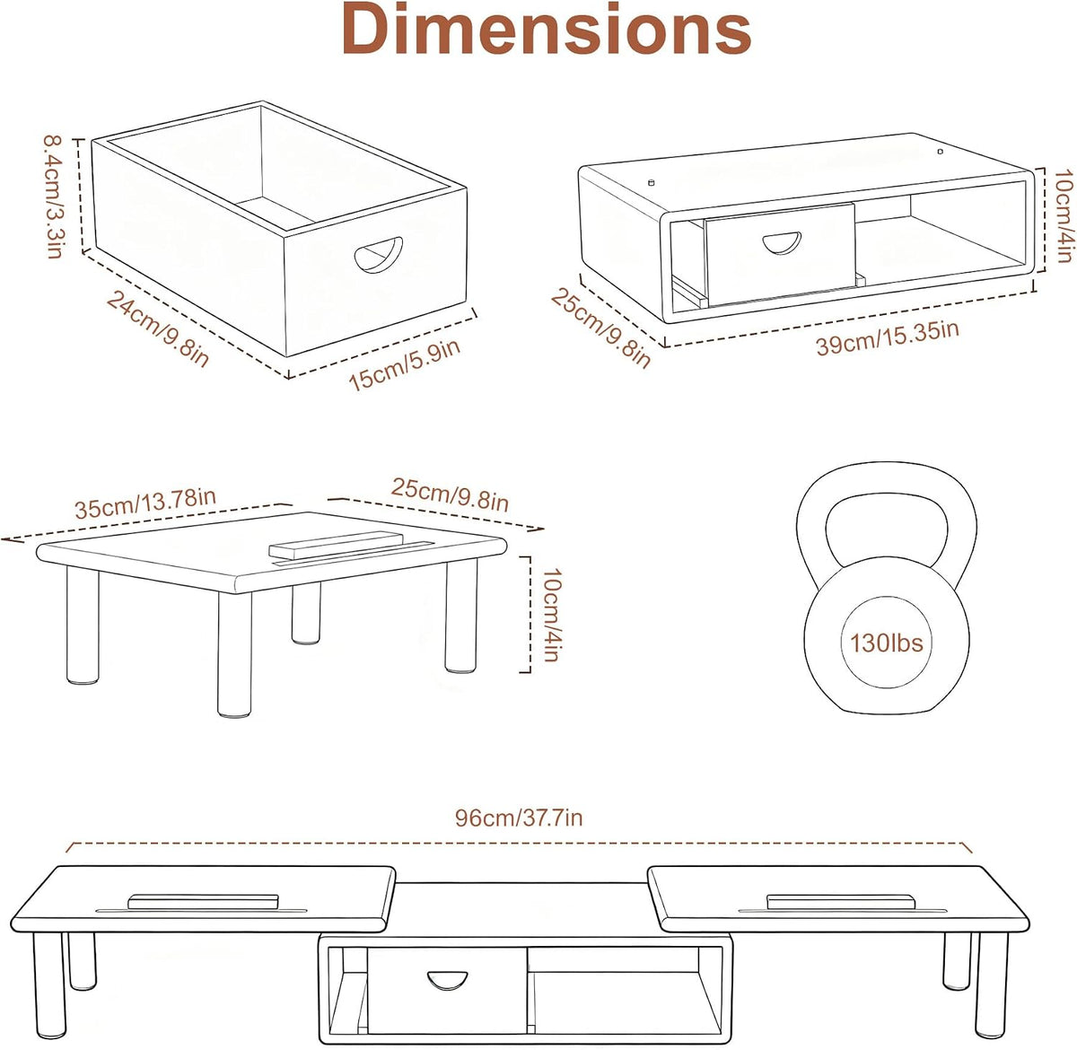 Dual Monitor Stand Riser with Drawer for Desk Laptop