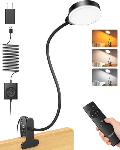 5W Clip on Light, 3 Colors & 5 Brightness Reading Light for Bed