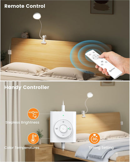 5W Clip on Light, 3 Colors & 5 Brightness Reading Light for Bed
