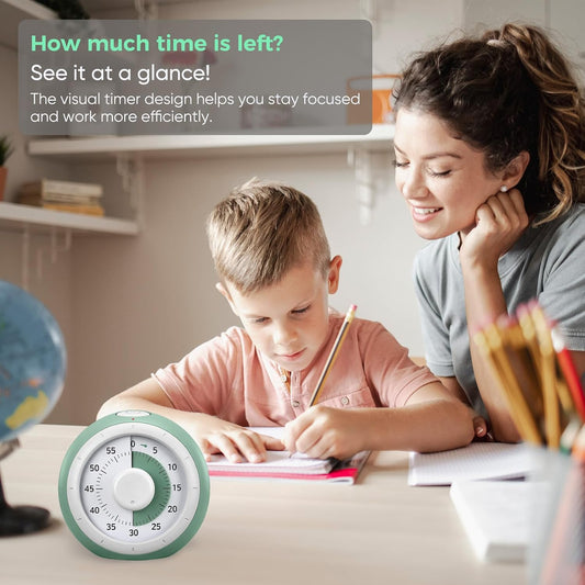 60 Minute Visual Timer for Kids, Silent Countdown Clock