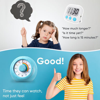 60 Minute Visual Timer for Kids, Silent Countdown Clock
