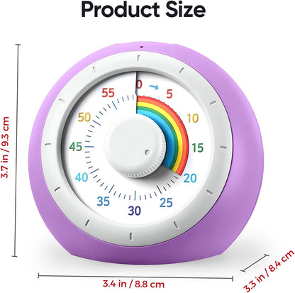 60 Minute Visual Timer for Kids, Silent Countdown Clock