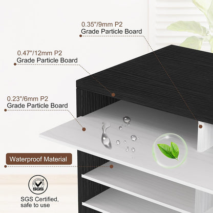 12 Compartments Wooden Literature Organizer with Adjustable Shelves, 6000 Sheets Capacity Paper Organizer, Classroom Mailbox and Mail Sorter for Teachers and Office, Retro Gray/White
