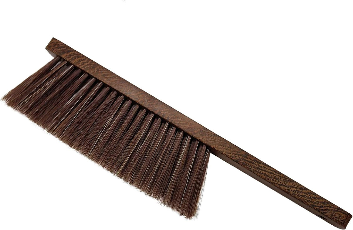Hand Broom Brush, Dust Brush for Cleaning, Wood Block Hand Brush, Soft Bristle Cleaning Brush for Car Bed Furniture Clothes Garden Couch Draft (Curved Handle)