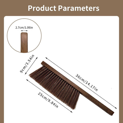 Hand Broom Brush, Dust Brush for Cleaning, Wood Block Hand Brush, Soft Bristle Cleaning Brush for Car Bed Furniture Clothes Garden Couch Draft (Curved Handle)