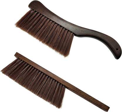 Hand Broom Brush, Dust Brush for Cleaning, Wood Block Hand Brush, Soft Bristle Cleaning Brush for Car Bed Furniture Clothes Garden Couch Draft (Curved Handle)