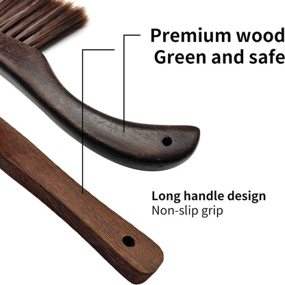 Hand Broom Brush, Dust Brush for Cleaning, Wood Block Hand Brush, Soft Bristle Cleaning Brush for Car Bed Furniture Clothes Garden Couch Draft (Curved Handle)