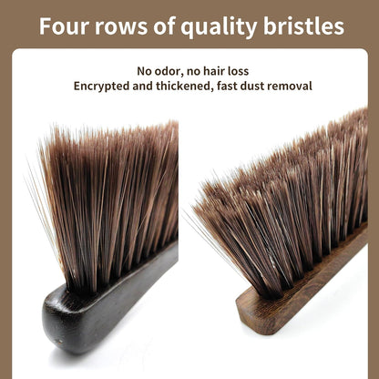 Hand Broom Brush, Dust Brush for Cleaning, Wood Block Hand Brush, Soft Bristle Cleaning Brush for Car Bed Furniture Clothes Garden Couch Draft (Curved Handle)