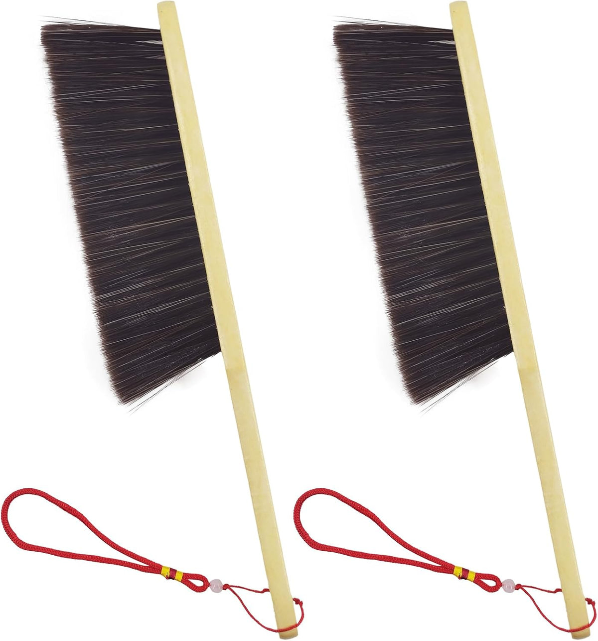 Hand Broom Brush, Dust Brush for Cleaning, Wood Block Hand Brush, Soft Bristle Cleaning Brush for Car Bed Furniture Clothes Garden Couch Draft (Curved Handle)