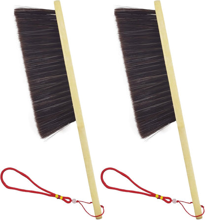 Hand Broom Brush, Dust Brush for Cleaning, Wood Block Hand Brush, Soft Bristle Cleaning Brush for Car Bed Furniture Clothes Garden Couch Draft (Curved Handle)